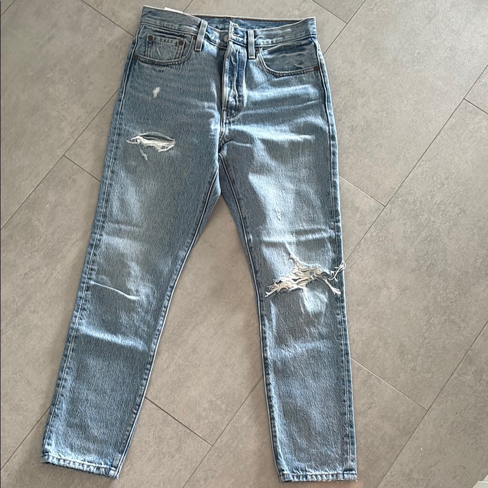 Levi's Blue 501 S Distressed Jeans